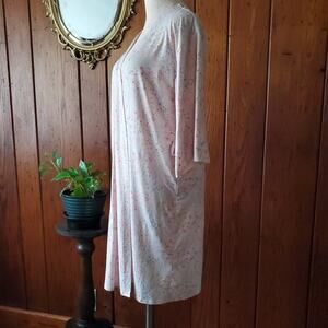 FLORA NIKROOZ Women's Small Robe PINK FLORAL So Soft! Knit, Inner Tie - No Belt
